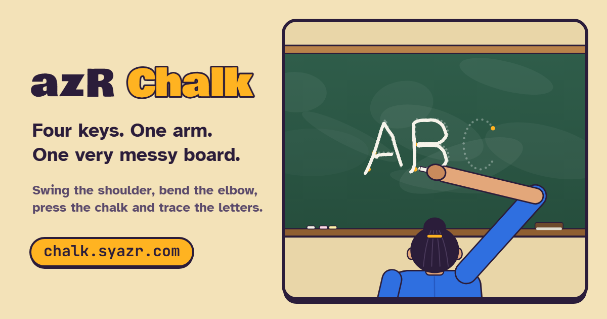 A teacher writing wobbly letters on a blackboard